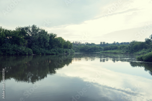 River with reflections in water