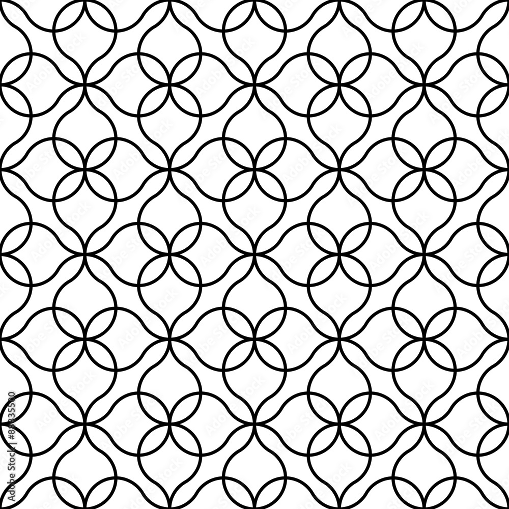 Black and white geometric seamless pattern, abstract background.