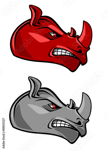Horned rhino head angry mascot
