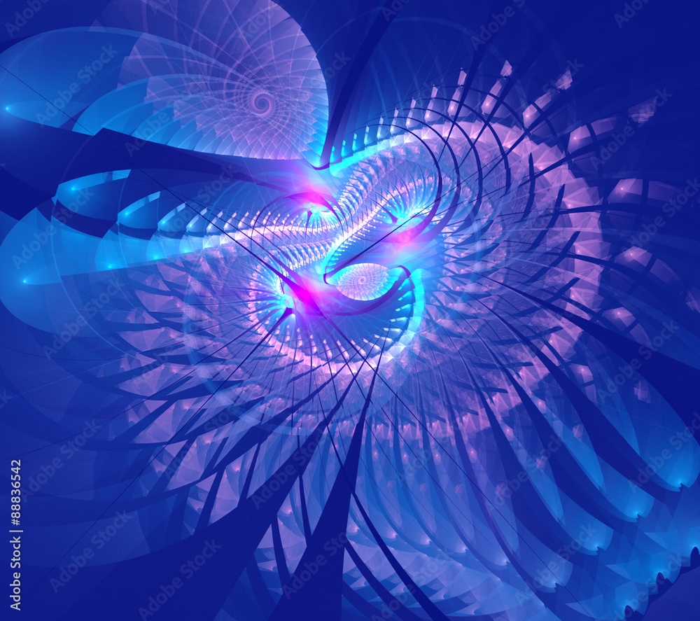 Obraz Fractal illustration of abstract tech background with spiral