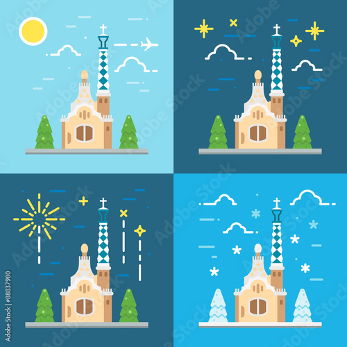 Park Guell Barcelona flat design