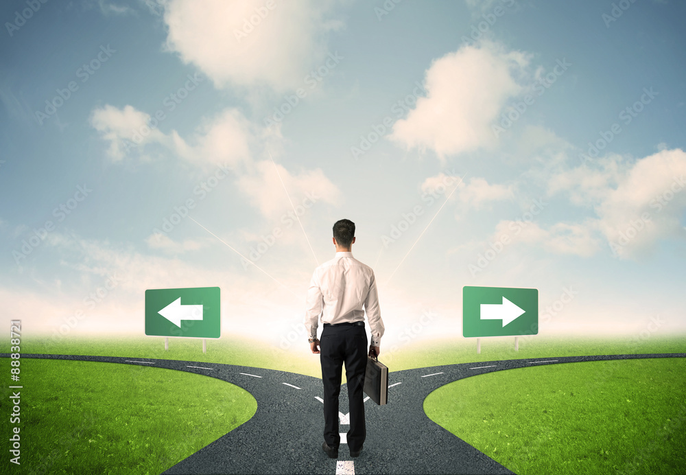 Businessman in front of a choice Businessman in front of a choice