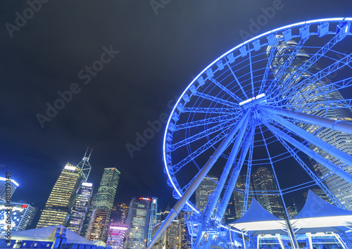 Ferris Wheel in Hong Kong City at night