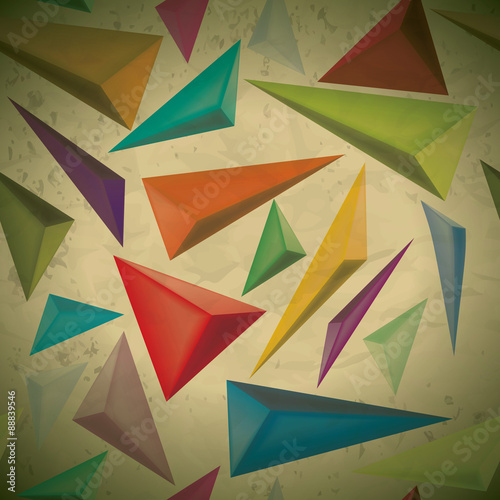 vintage seamless pattern with three-dimensional triangles