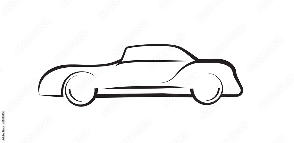 Naklejka premium car side view line outline silhouette drawing
