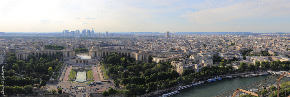 panorama dur le trocadéro et la ville de paris au crépuscule