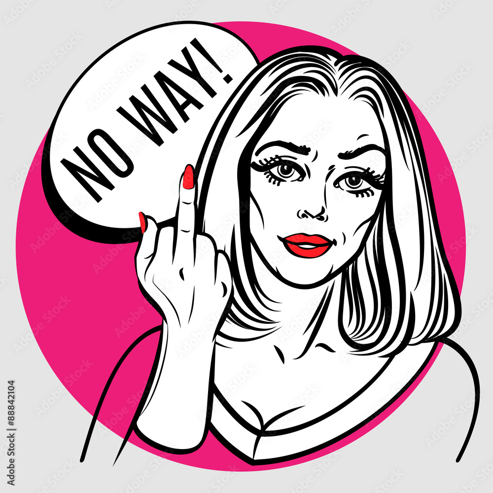 Beautiful woman showing middle finger. Pop art poster. Stock Vector | Adobe  Stock