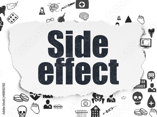 Health concept  Side Effect on Torn Paper background