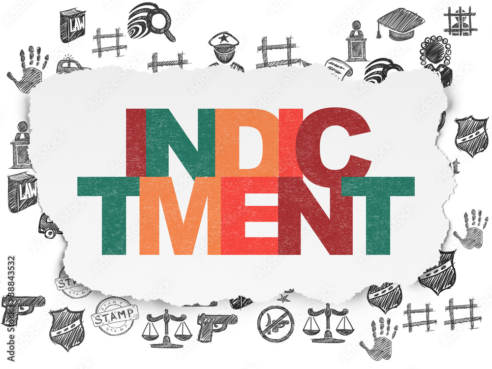Law concept: Indictment on Torn Paper background Law concept: Indictment on Torn Paper background