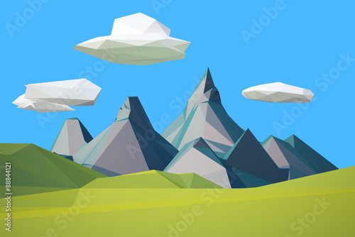 Tapety artystyczne low poly mountain landscape