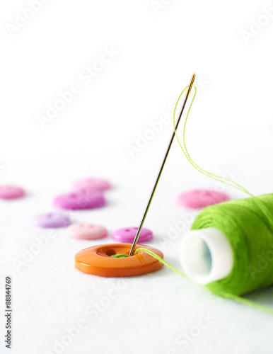 Sewing Needle and Thread with Buttons
