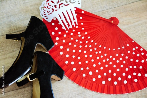Flamenco accessories: shoes, fan and comb