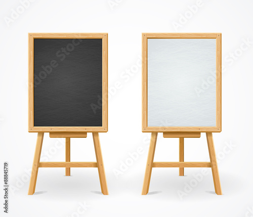 Black Board and White Set On Easel Front View Vector
