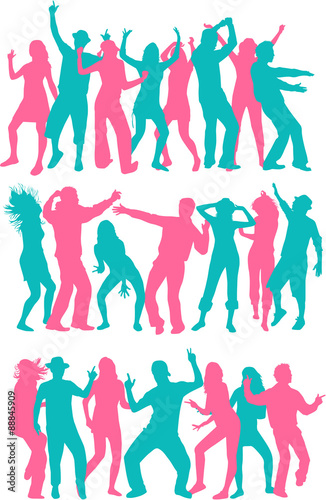 Dancing people silhouettes .