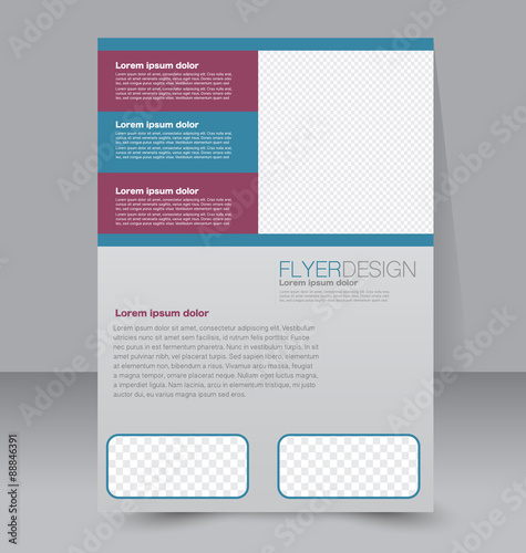 Flyer template. Business brochure. Editable A4 poster for design, education, presentation, website, magazine cover. Blue and red color.