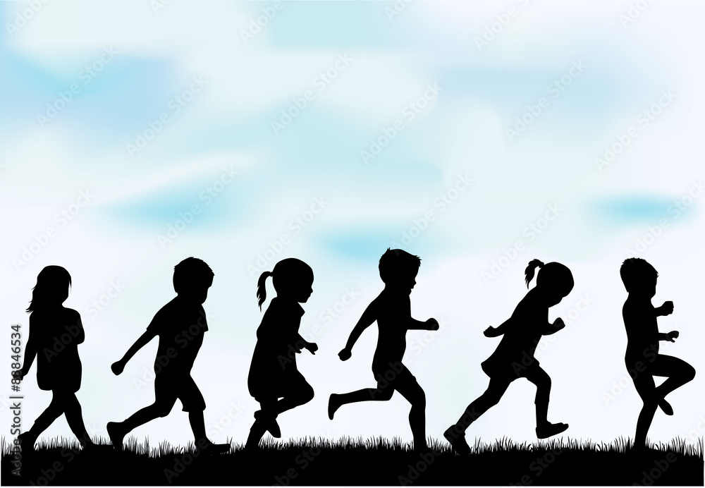 Children silhouettes. Children silhouettes.