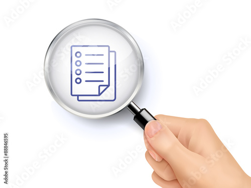 data symbol showing through magnifying glass