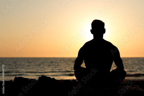 man at sunset photo