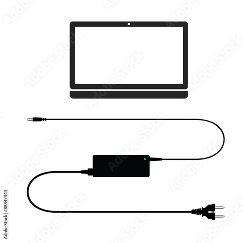 Laptop power adapter vector illustration