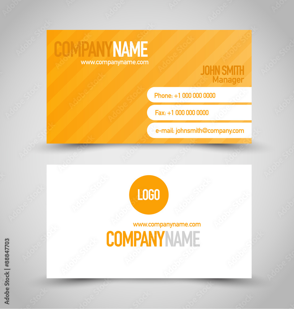 Fototapeta premium Business card set template. Orange and white color. Vector illustration.