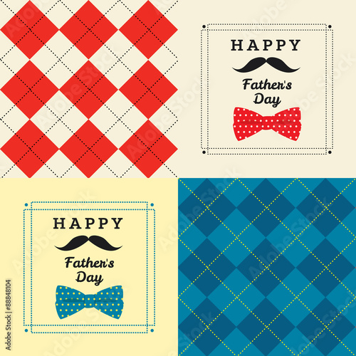 Fathers day greating card with man pattern and butterfly.