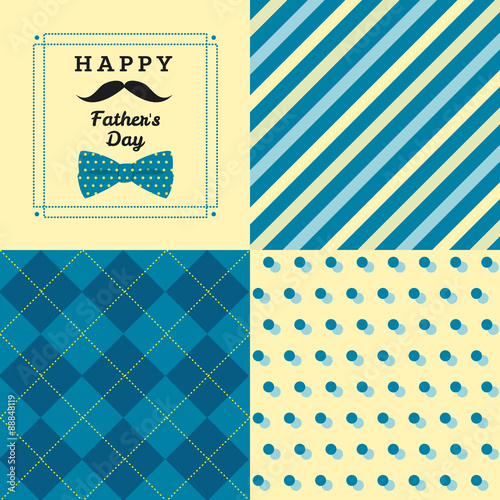 Fathers day greating card with man pattern and butterfly.