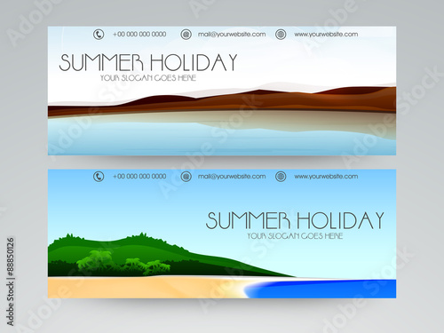 Summer holiday web header or banner set.