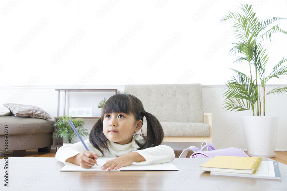 勉強をする女の子 勉強をする女の子
