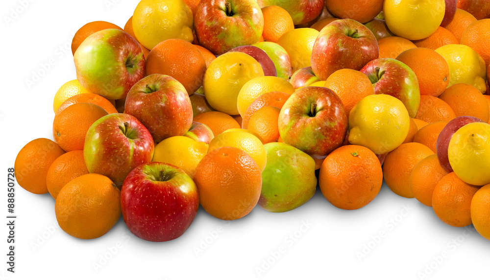 apples and orange on a white background apples and orange on a white background