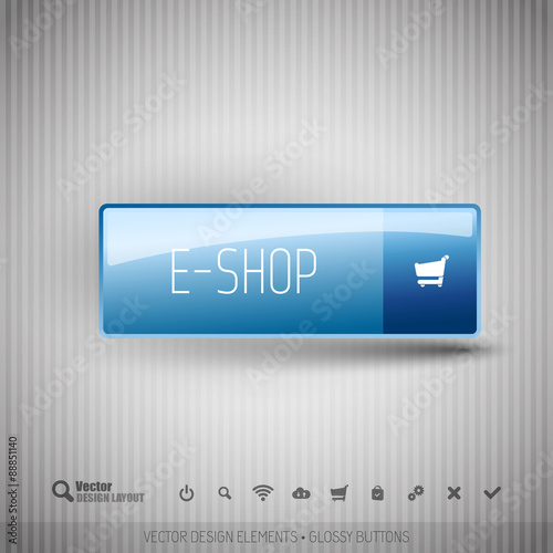 Modern button with icons set.
