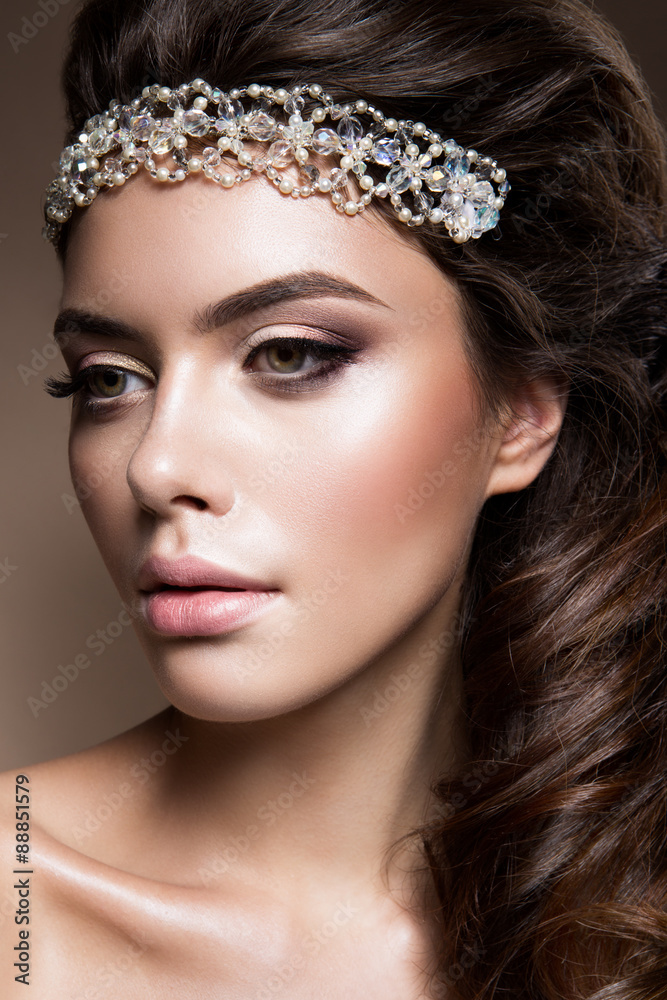 Close-up portrait of beautiful woman with bright make-up Close-up portrait of beautiful woman with bright make-up