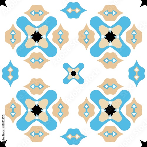 Seamless ornate background or pattern in blue and brown