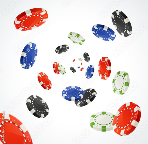 Vector Pocker Chips Rain Winner Concept isolated on white 