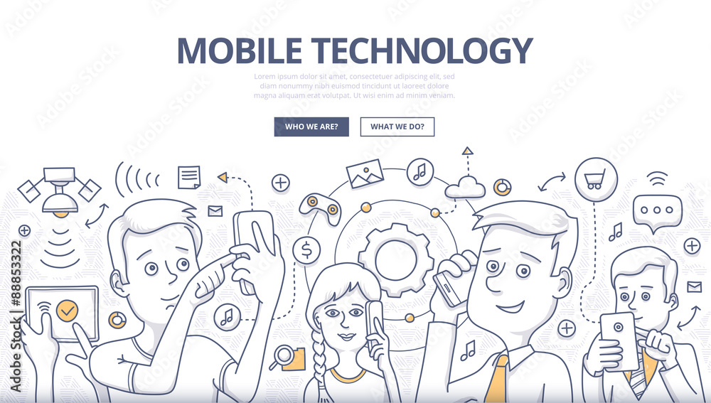 Mobile Technology Doodle Concept Mobile Technology Doodle Concept