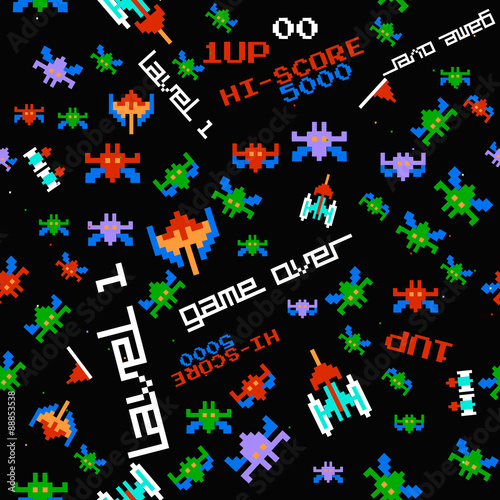seamless pattern old computer game