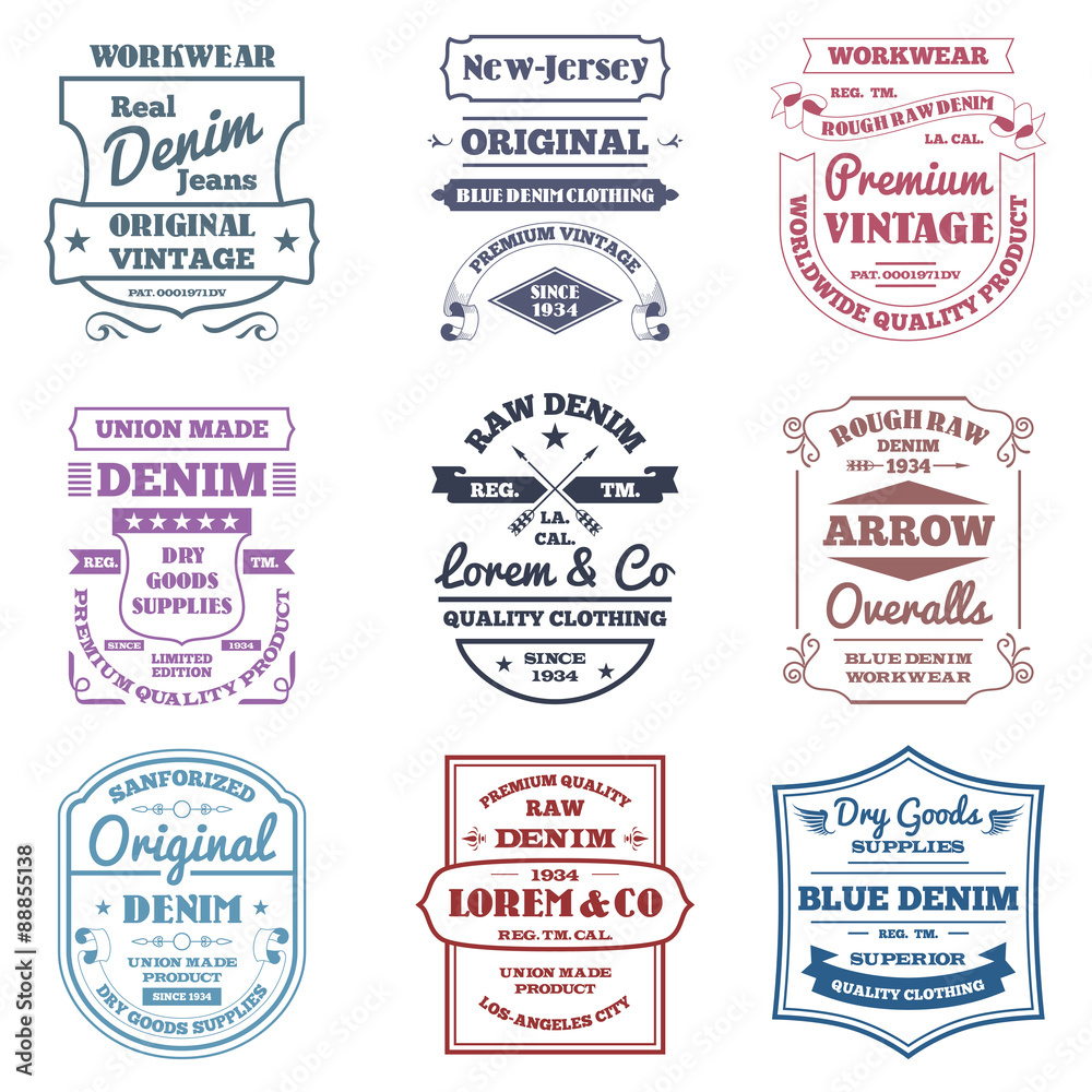 Obraz premium Denim Typography Emblems