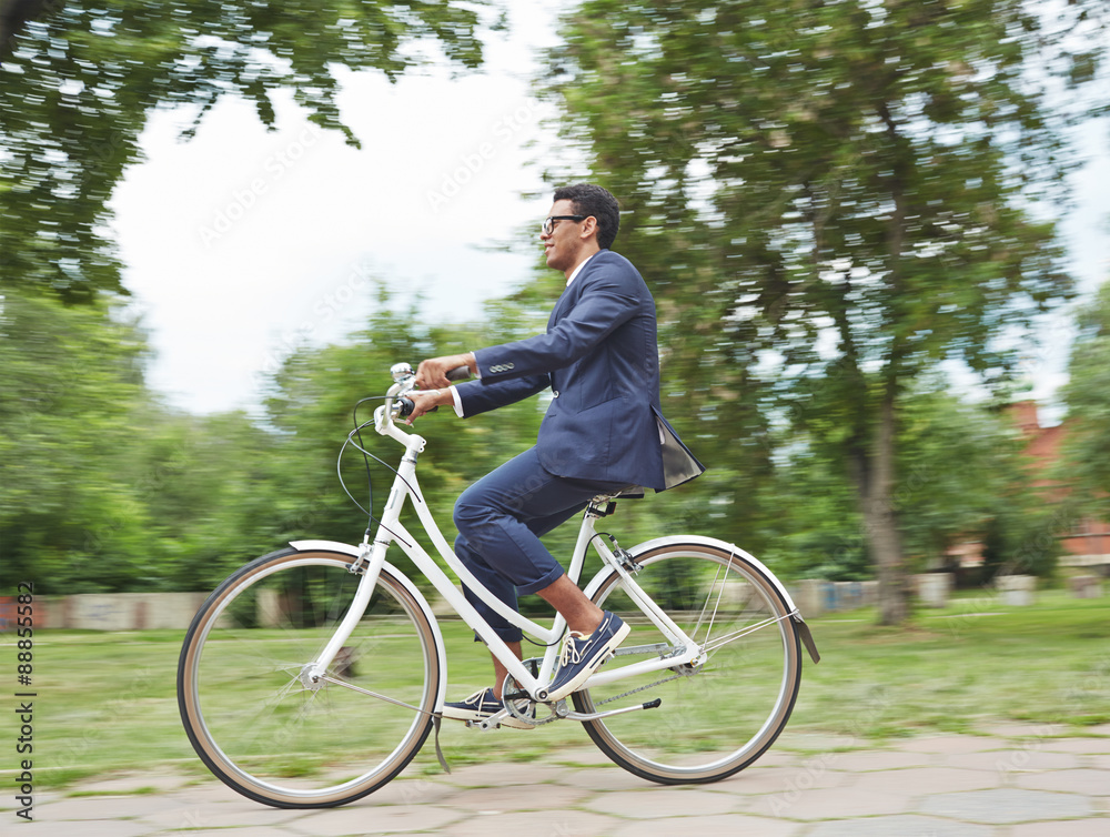 Riding bicycle in park