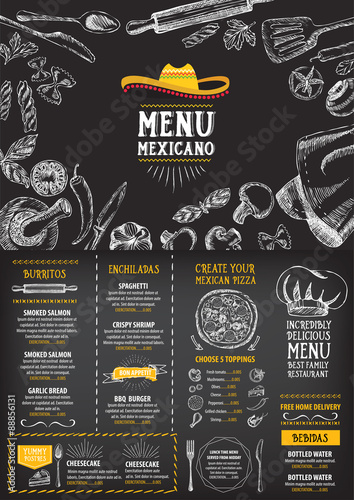 Restaurant cafe menu, template design. Food flyer.