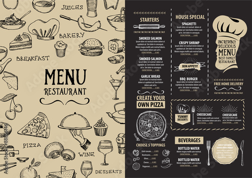 Restaurant cafe menu, template design. Food flyer.