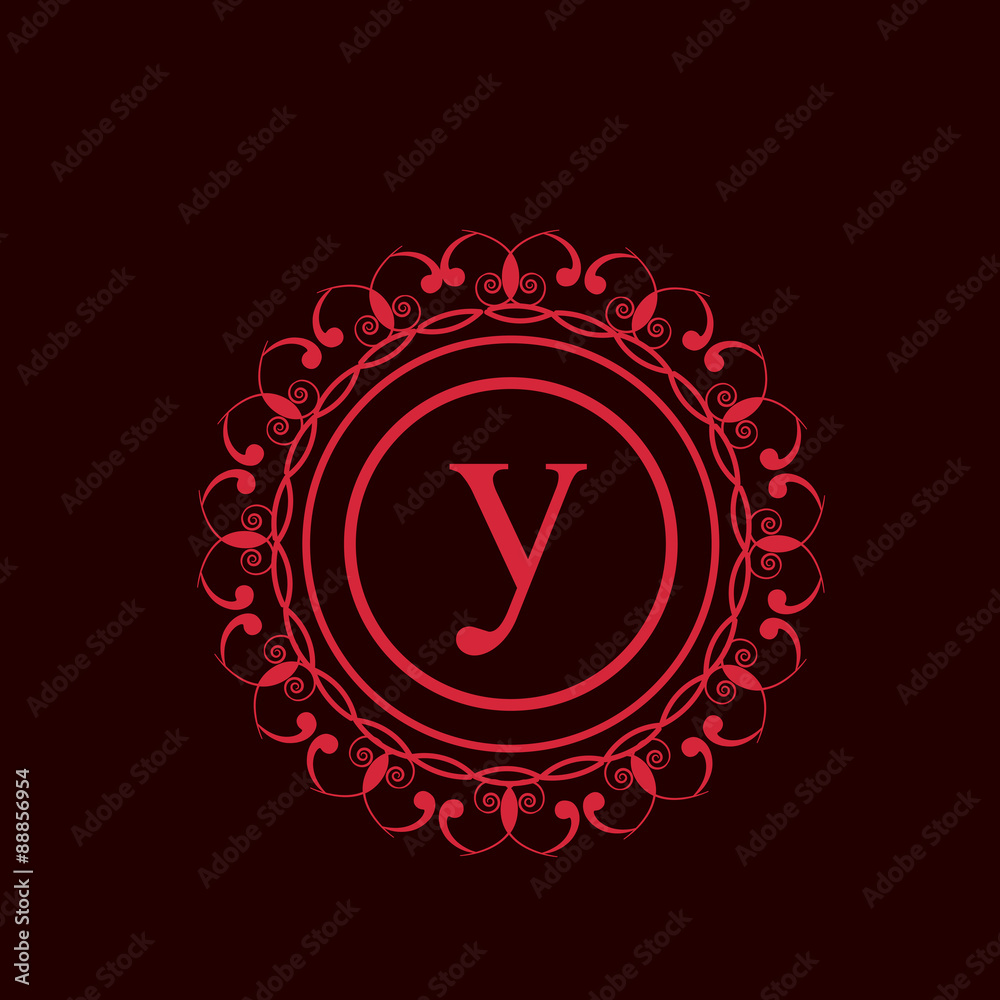 Red frame with Letter Y for monogram.