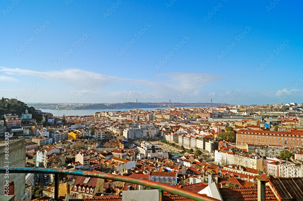 Sunny view of Lisbon under a blue sky