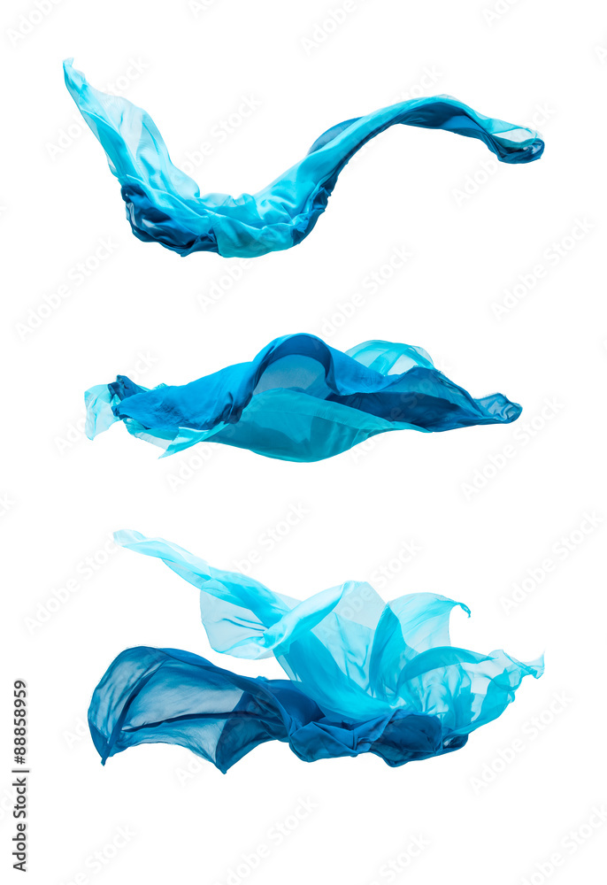 Fototapeta premium set of blue fabric in motion