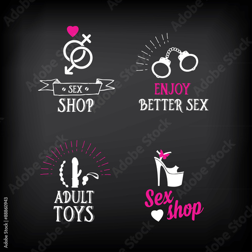 Sex shop logo and badge design.