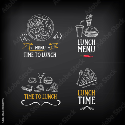 Lunch menu logo and badge design.