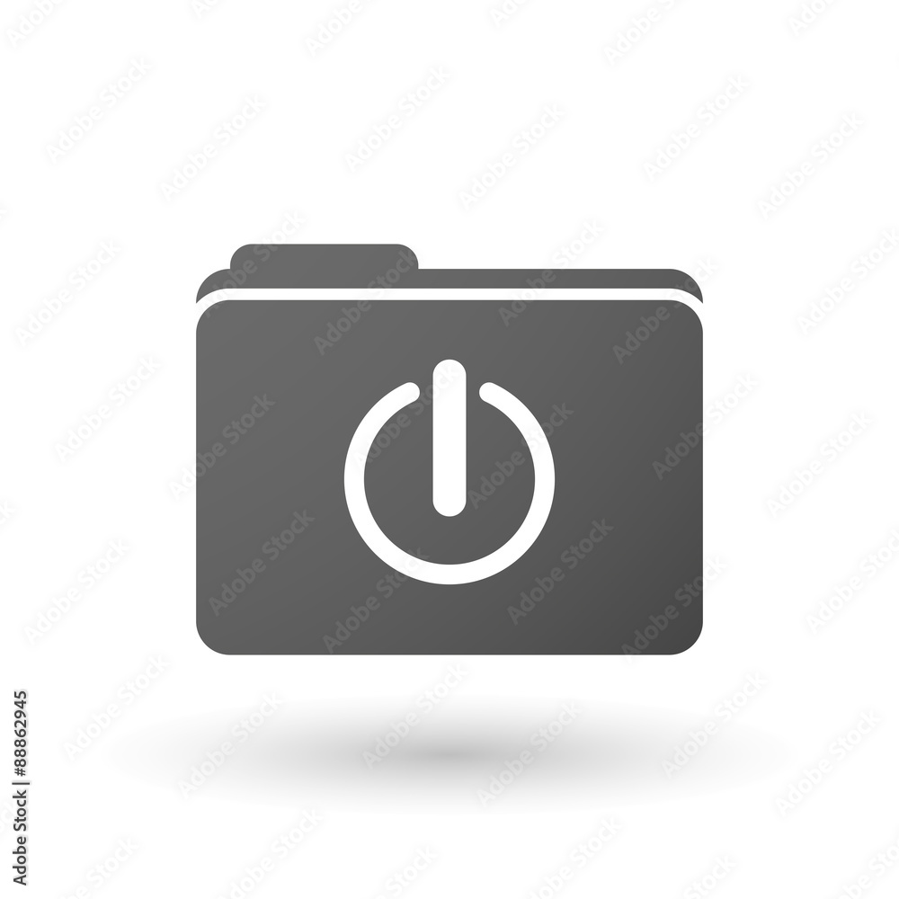 Isolated folder icon with an off button Isolated folder icon with an off button