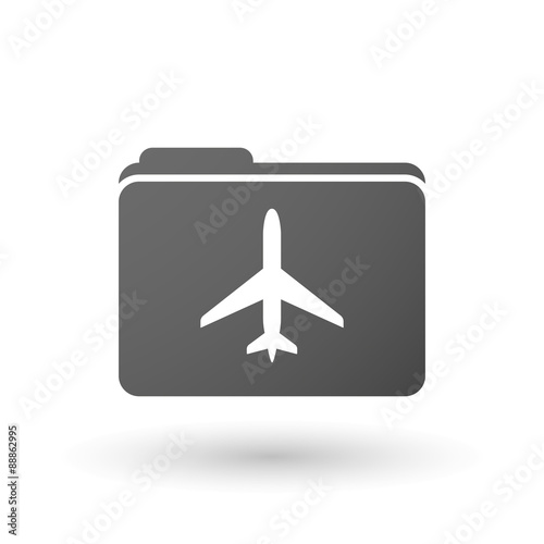 Isolated folder icon with a plane