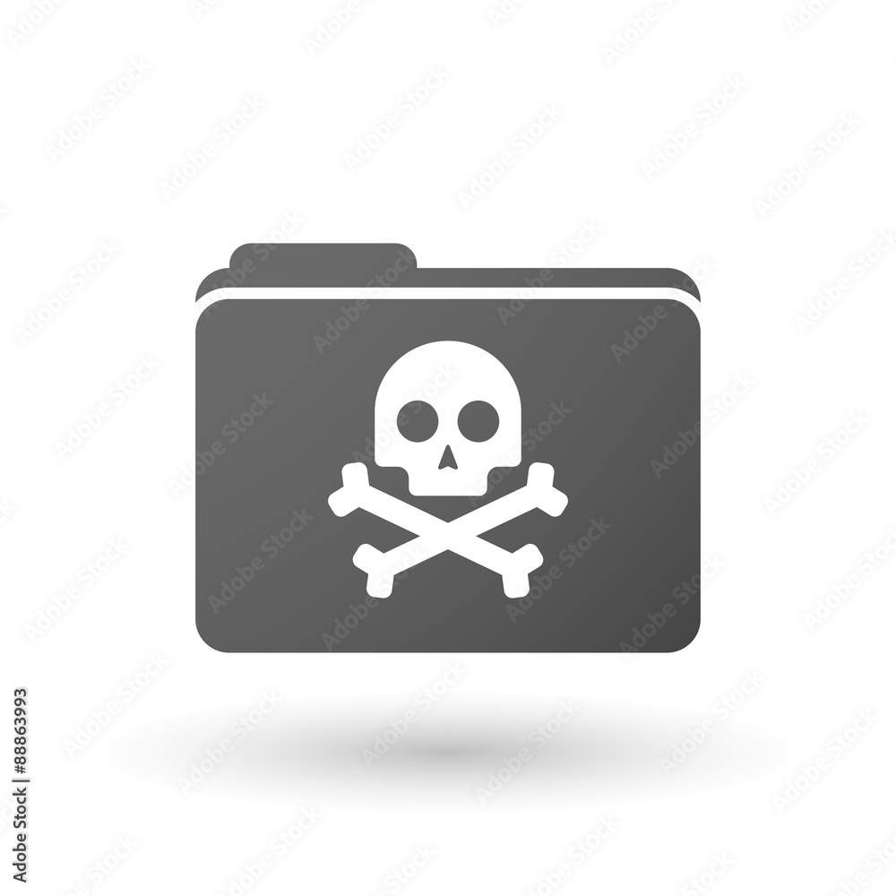 Isolated folder icon with a skull Isolated folder icon with a skull