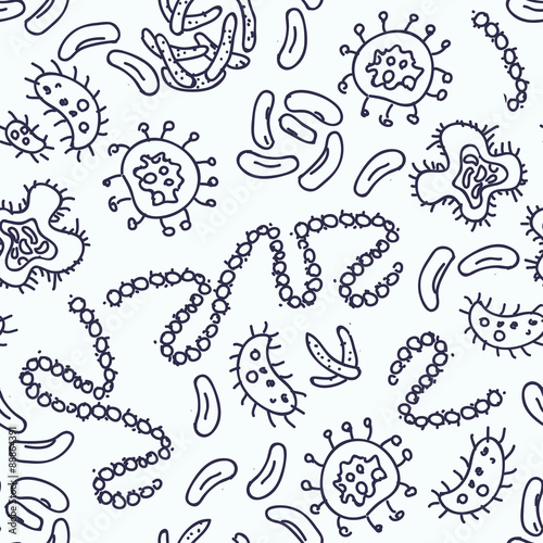 Seamless  bacterium pattern. Vector illustration