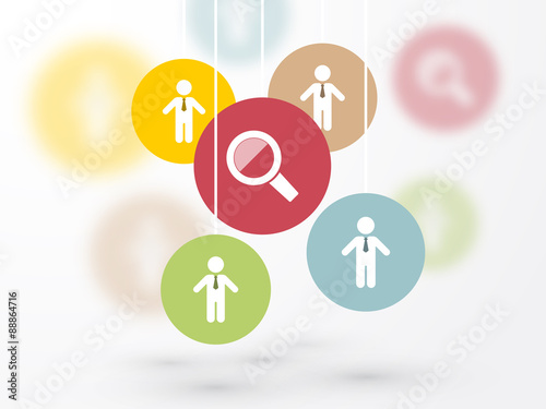 colored symbols finding personnel hanging on a string