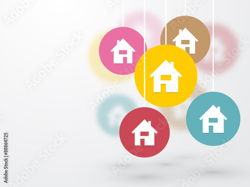 colored symbols house hanging on a string